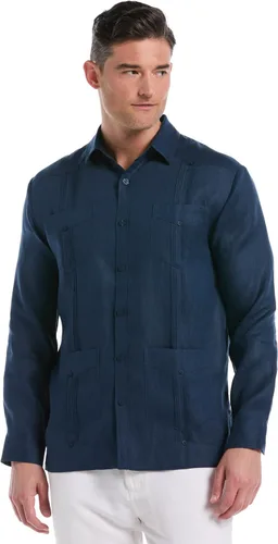 Cubavera Camisa guayabera de manga larga con cuatro bolsillos 100% lino para hombre, detalle de pintuck, ajuste relajado (disponible en tallas