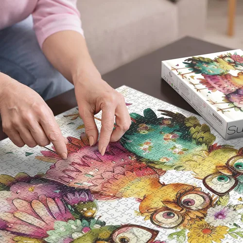 Miniatura 3 de Divertidos rompecabezas de pollo para adultos de 1000 piezas, rompecabezas de flores de pájaros, hermosos rompecabezas de arte de animales Pollo