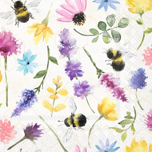 Boston International IHR - Servilletas de papel de 3 capas, tamaño de almuerzo de 20 unidades, crema de abejas de verano