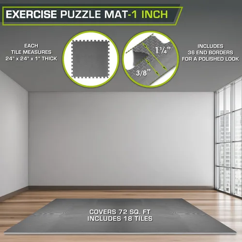 Miniatura 2 de ProsourceFit Tapete de Ejercicio Extra Grueso Tipo Rompecabezas de 1", Baldosas de Espuma EVA Entrelazadas para Protección, Suelo de Entrenamiento