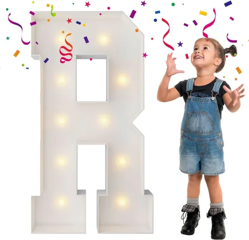 Miniatura 66 de Letras iluminadas con marco de 3 pies de alto, letras enormes con marco, marco de globos en mosaico, letra grande para decoraciones de compromiso