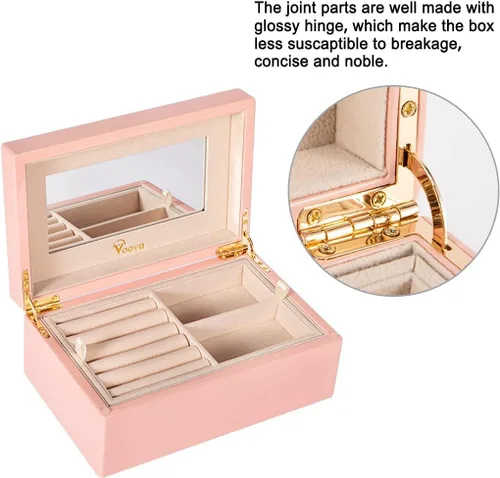 Miniatura 4 de Voova Joyero organizador de madera para mujeres adolescentes y niñas estuche de joyería de pintura de piano de lujo con espejo cajas
