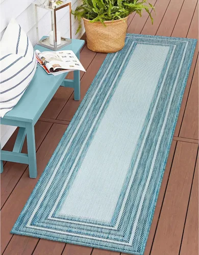 Miniatura 29 de Liora Manne Carmel - Alfombra tejida de perfil bajo de fácil cuidado para interiores y exteriores, color aguamarina, 6 pies 6 pulgadas x 9 pies 4