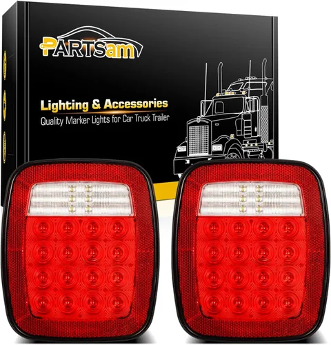 Partsam Par de 38 LED Luces de cola universales de freno de giro de parada de licencia de respaldo para Wrangler YJ TJ CJ Camión Remolque Barco RV,
