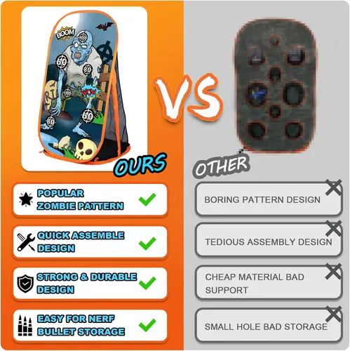 Miniatura 2 de Quanquer Pistola de espuma de juguete, objetivo de práctica de disparo, compatible con pistolas de juguete Nerf, juego de disparos de zombies