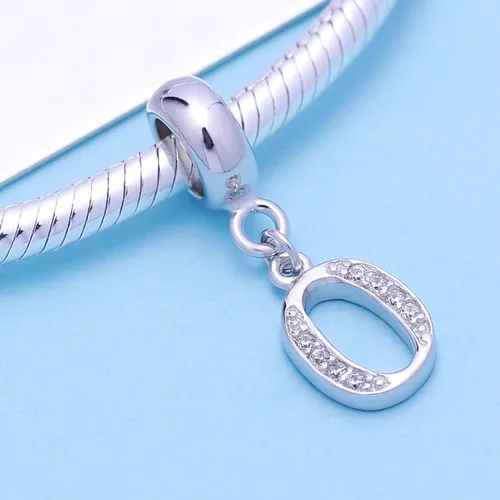 Miniatura 2 de SoulBeads - Colgantes de plata fina 0,925 de letra inicial, alfabeto A-Z. Dije con cristales compatibles con brazaletes europeos
