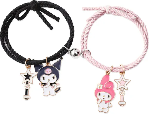 Kuromi And My Melody - Pulsera magnética para parejas, relación de atracción mutua a juego, pulsera de cuerda para él y ella, regalo para mejor amiga