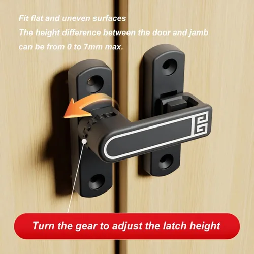 Miniatura 3 de ETEKJOY Cerradura de Pestillo Abatible de Altura Ajustable 90/180 Grados Cerradura de Pestillo de Puerta Deslizante/Batiente para Granero Garaje