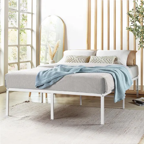 Miniatura 2 de Base de cama metálica de 18 pulgadas Best Price Mattress, con listones de acero de alta resistencia, color blanco, tamaño King