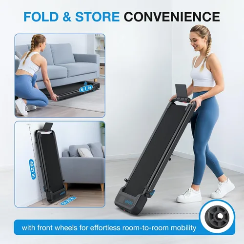 Miniatura 9 de WELLFIT - Cinta de correr plegable con inclinación del 10%, capacidad de más de 340 libras. Cintas de correr portátiles con manillar, para debajo