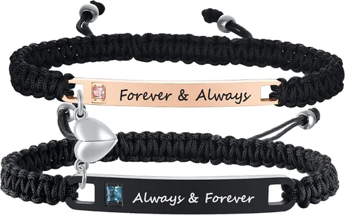 Miniatura 15 de MEALGUET Pulsera personalizada para pareja, juego de pulseras personalizadas para parejas, pulsera de atracción mutua, nombre personalizado, pulsera