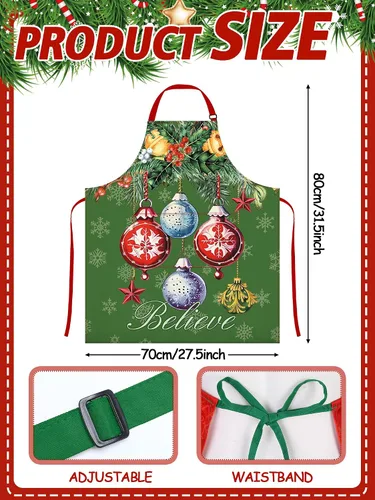 Miniatura 2 de 6 Pcs Christmas Aprons for Women Xmas Tree Aprons with Pockets Vintage Adjustable Baking Supplies for Adults