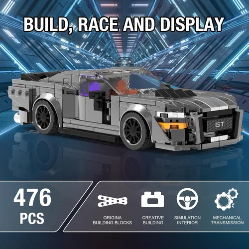 Miniatura 2 de HIGH GODO Juego de construcción de autos de carreras de velocidad, mini deportivos MOC Cars, 338 piezas coleccionables 911 modelo de construcción