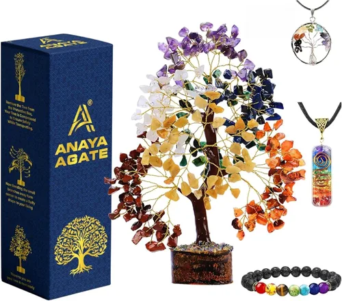 Miniatura 11 de Árbol de la vida de 7 chakras de cristal ANAYA AGATE – Árboles Bonsái de piedras preciosas curativas hechas a mano para decoración del hogar