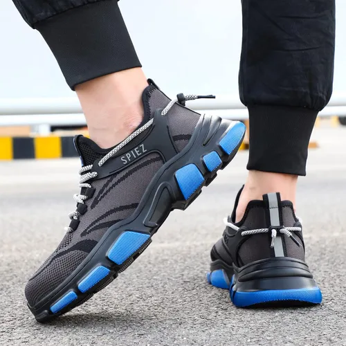 Miniatura 5 de SPIEZ Zapatos de seguridad unisex con punta de acero, tenis de trabajo a prueba de pinchazos para hombres y mujeres, cómodos zapatos de cojín