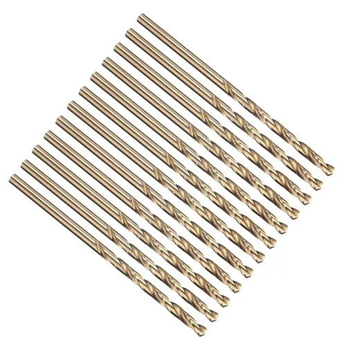 Miniatura 170 de PATIKIL Broca Jobber de 0.039 in, vástago recto M35 cobalto 5% acero de alta velocidad 135° acabado dorado para metal duro de acero inoxidable - 2