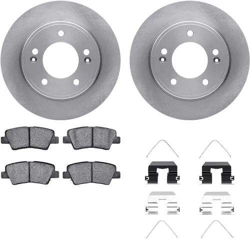 Dynamic Friction Company Frenos traseros y rotores | Hardware incluido | Kit de pastillas de freno y rotores avanzados trasero 5000 | Compatible con