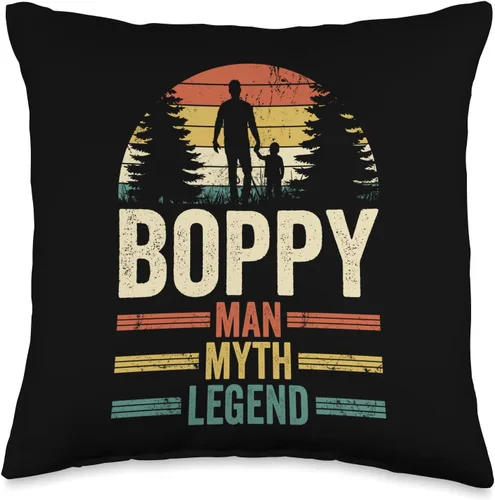 Boppy Grandad Father's Day Apparel Grandad Grandfather Boppy Man Myth Legend - Almohada para el día del padre, 16 x 16 pulgadas, multicolor
