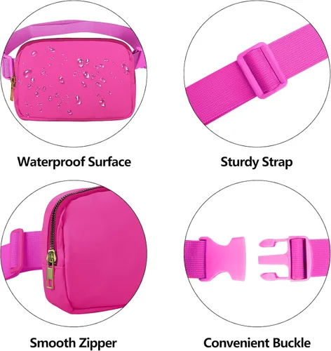 Miniatura 4 de VOROLO Riñonera para mujeres y hombres, bolsa cruzada, bolsa de cinturón con correa ajustable, Magenta, Talla única