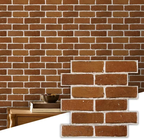 Miniatura 10 de Commomy 10 piezas de paneles de pared de ladrillo sintético 3D de 11.8"X11.8", azulejos de ladrillo de PVC de tamaño pequeño para despegar y pegar