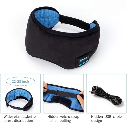 Miniatura 5 de Voerou Sleep Headphones 5.2 - Máscara de dormir Bluetooth con música y altavoces ultrafinos, perfectos para dormir, viajar en avión, meditación