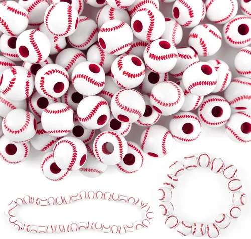 Miniatura 9 de AUEAR, 50 piezas de cuentas de béisbol de 12 mm para hacer joyas deportivas, collar, pulsera, decoración artesanal, accesorios