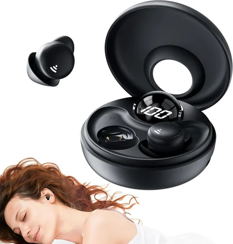Kinglucky Auriculares para dormir de lado, auriculares invisibles, auriculares para dormir, auriculares inalámbricos en el oído, cancelación de