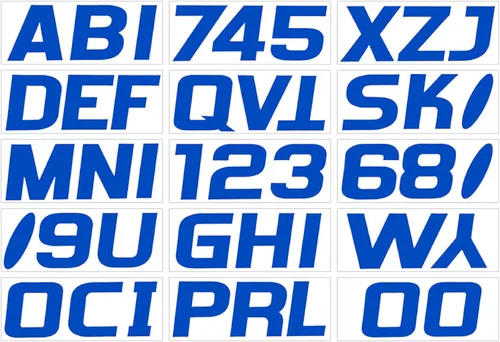 Miniatura 14 de Kit de números para registro de fábrica Hardline Products en color azul y negro, Plateado/Negro