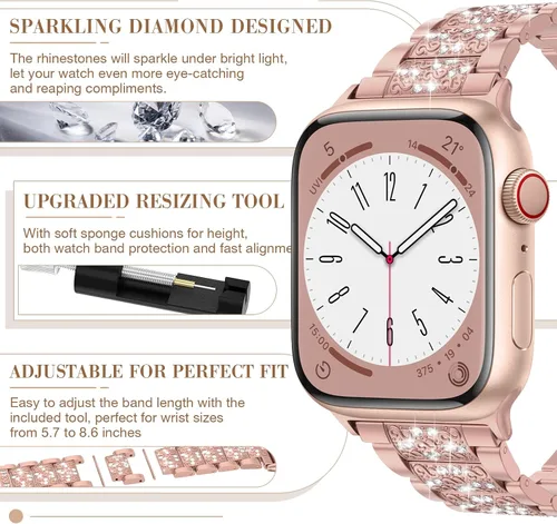 Miniatura 4 de MARGE PLUS Correa para mujer compatible con Apple Watch de 42 mm, 44 mm y 45 mm (1.65, 1.73 y 1.77 pulgadas) series 9, 8, 7, 6, 5, 4, 3, 2, 1 y SE