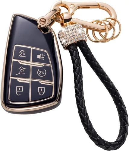 Miniatura 38 de Gematay Funda protectora para llavero VW Volkswagen con cordón para llavero, compatible con VW Jetta Golf Polo MK7 Passat Beetle Smart Key Case