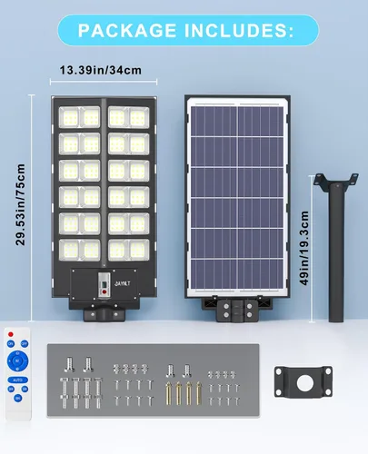 Miniatura 8 de JAYNLT Y-9800W Luces solares de calle para exteriores, luces de estacionamiento comerciales de 6500K del atardecer al amanecer, lámparas