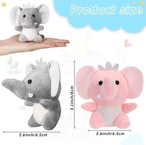 Miniatura 2 de Wettarn 24 piezas de mini animales de peluche, pequeños y lindos juguetes de peluche para mujeres, regalos de fiesta de cumpleaños, 3.1 pulgadas Gris