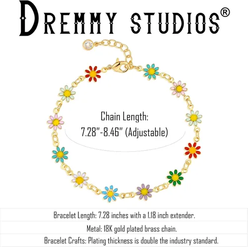 Miniatura 4 de Dremmy Studios Pulsera de oro para mujer, chapada en oro de 18 quilates, delicado clip de circonita cúbica, disco de moneda, estrella, cable