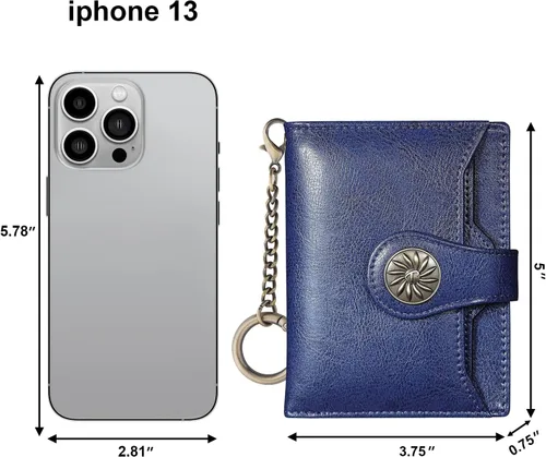 Miniatura 2 de Travelambo Rfid Wallet - Cartera de cuero para mujer, Azul profundo, Moda