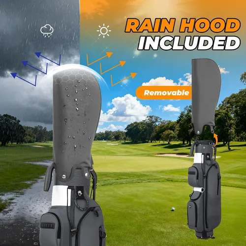 Miniatura 7 de Bolsa de golf con soporte, ligera, Par 3, con divisores de 3 vías, Oxford 900D resistente a la intemperie, 1.7kg, compacta pero espaciosa