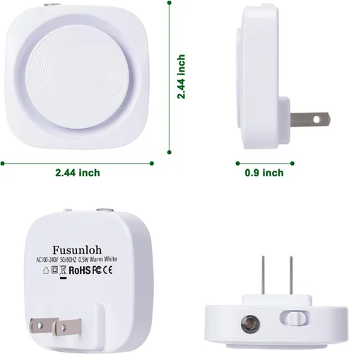 Miniatura 7 de Luces nocturnas de color blanco cálido enchufables en la pared, paquete de 4 luces nocturnas regulables con sensor automático de atardecer a