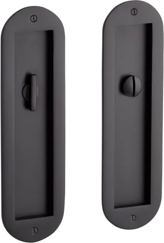 Signature Hardware 483724 Tirador de puerta de privacidad de bolsillo de latón redondeado de 8-1/2 pulgadas de alto - negro mate