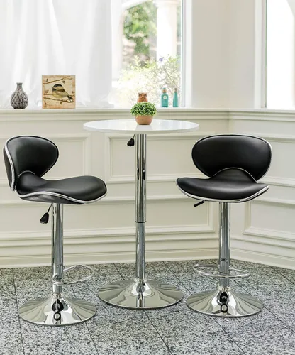 Miniatura 9 de Vogue Furniture Direct Taburetes de Bar Ajustables de Cuero PU, Taburetes Modernos Giratorios de Elevación Neumática con Respaldo, Sillas de Altura