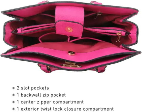 Miniatura 5 de Dasein Bolsos de mano para mujer, bolsos de mano con asa superior, bolsos de trabajo, bolsos de hombro con embrague a juego, juego de 2 piezas