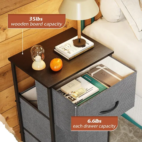 Miniatura 5 de WLIVE Cómoda con 3 cajones, mesita de noche de tela, unidad organizadora, cómoda de almacenamiento para dormitorio, pasillo, entrada, armarios