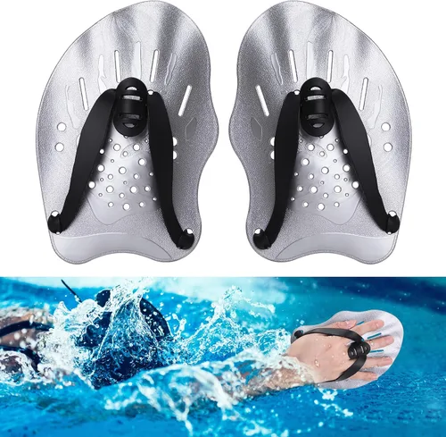 Miniatura 7 de Hianjoo Aletas de Mano para Natación para Adultos y Jóvenes (1 Par), Aletas de Natación de Fuerza de Entrenamiento para Piscina, Accesorios