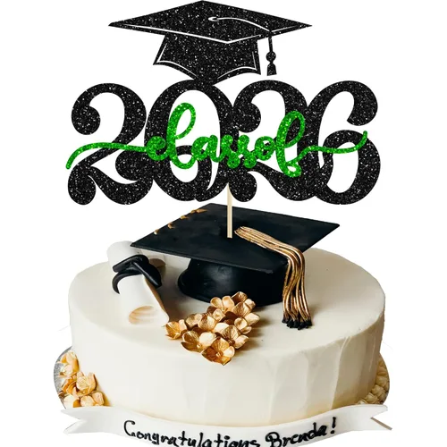 Miniatura 14 de Gyufise 1 decoración de pastel de graduación azul 2024 de felicitaciones para tartas de graduación 2024, decoración de pastel con purpurina