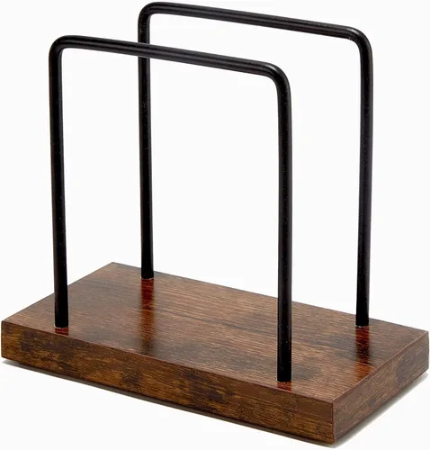 Miniatura 6 de Servilletas de madera de acacia con alambre de metal, servilletero de pie para mesa