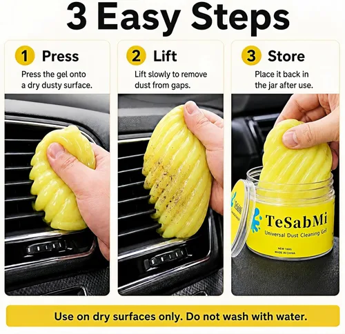 Miniatura 5 de TeSabMi Gel de limpieza de coche 5.64 oz – Limo de polvo reutilizable para rejillas de ventilación de coche, teclado/consola, masilla limpiadora