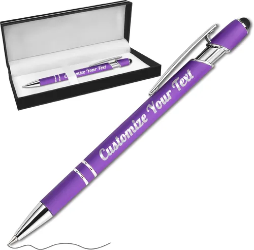 Miniatura 13 de Hasta 500 bolígrafos personalizados a granel con lápiz capacitivo, grabado, juego de bolígrafos con tu nombre, texto para mujeres de negocios
