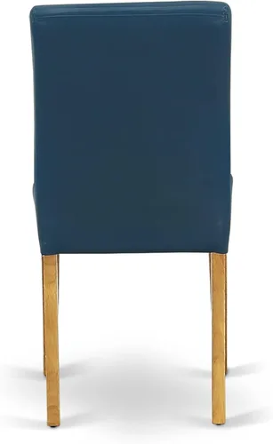 Miniatura 8 de East West Furniture ABP4T55 Abbott Parson - Juego de 2 sillas de comedor acolchadas de piel sintética azul oasis, color roble