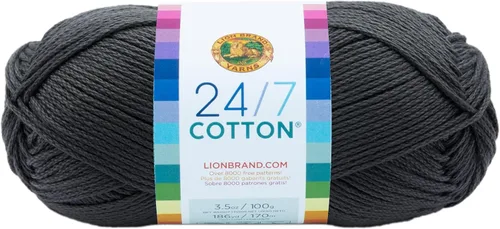 Miniatura 74 de Lion Brand Yarn, Hilo ligero mercerizado de algodón 24/7 para tejer, ganchillo y manualidades, Almirante, 1 paquete, 185 yardas de fibra natural
