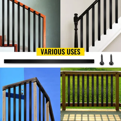 Miniatura 7 de VEVOR Balaustres de metal para escaleras, 29.5 x 1 pulgadas, husillos decorativos de barandilla de aleación de aluminio plana, paquete de 51