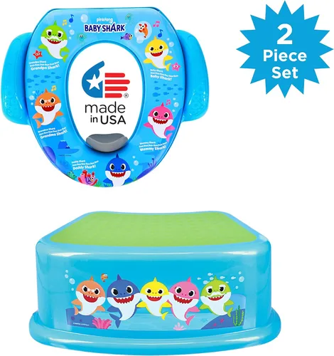 Miniatura 2 de Conjunto esencial de entrenamiento de orinal de Baby Shark de Pinkfong, 2 piezas - Cojín suave, entrenamiento de orinal para bebé, seguro, fácil