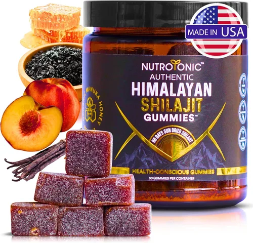 Miniatura 11 de Gomitas orgánicas SHILAJIT de NutroTonic Sin azúcar de caña, endulzadas con miel de manuka orgánica Fórmula limpia Ácido fúlvico natural